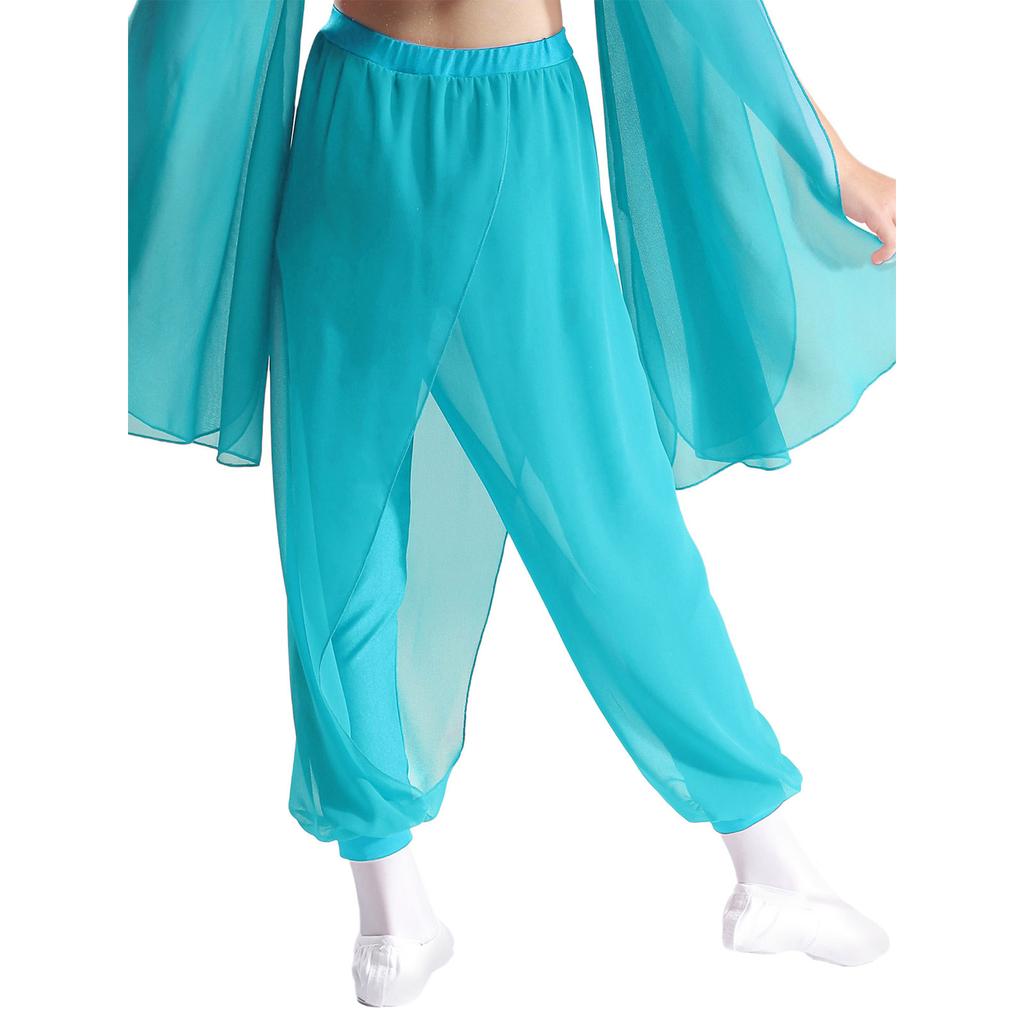 Брюки для классического танца для девочек, дизайн с разрезом и шифоновой накладкой, одежда для практики, сценические брюки