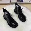 Women's 2025 Autumn/Winter British Style Fleece-lined Patent Leather Ankle Boots with Mango Toe
