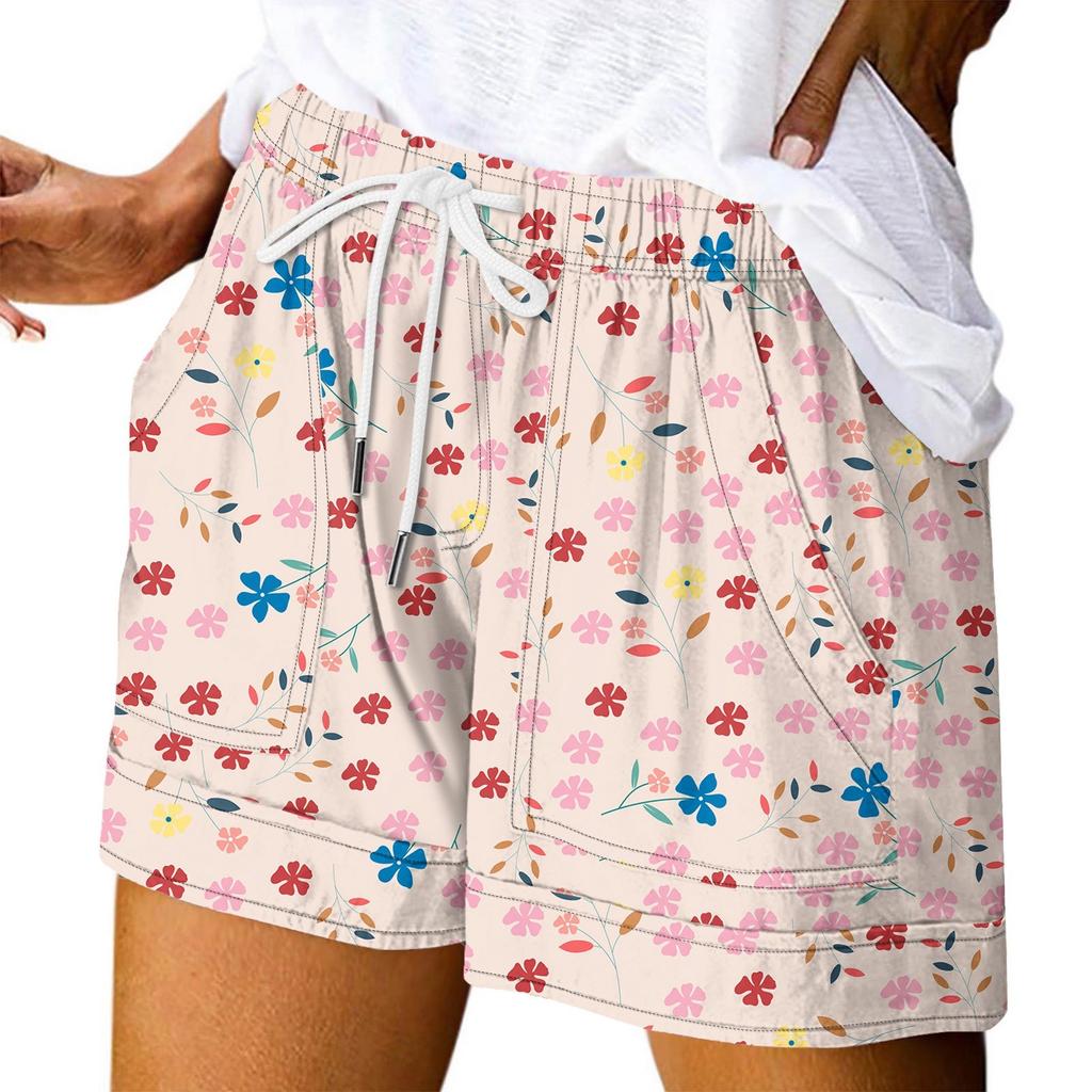 Женские повседневные летние эластичные пляжные шорты с принтом повседневные шорты