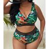 Plus Size Swimsuits 2 Pieces Set Women High Waist Push Up Bikini Sets Flower Print Summer Large Bathing Suits