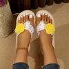 Female Sliding New Summer Slippers Outdoor Beach Trigger Cute Flower Bow