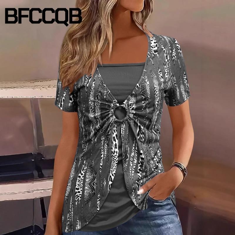 BFCCQB Женские модные повседневные летние весенние блузки и рубашки с короткими рукавами