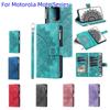 For Motorola Moto All Series for Moto E5,G6 Play,E5 Plus,E13,G14,G54...Embossed Design Flip Leather Zipper Wallet Handbag Case Cover