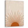 PHAMTE Abstract Boho Green Sun Wall Art, Rustic Boho Sunset Sunrise Sunshine Sun Rays Print Framed Canvas Painting Artwork for Home, Bathroom, Girls