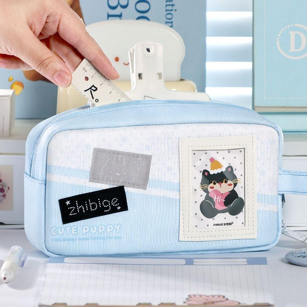 Handheld Pen Bag Large Capacity Pencil Pouch Portable Stationery Organizer  Gift