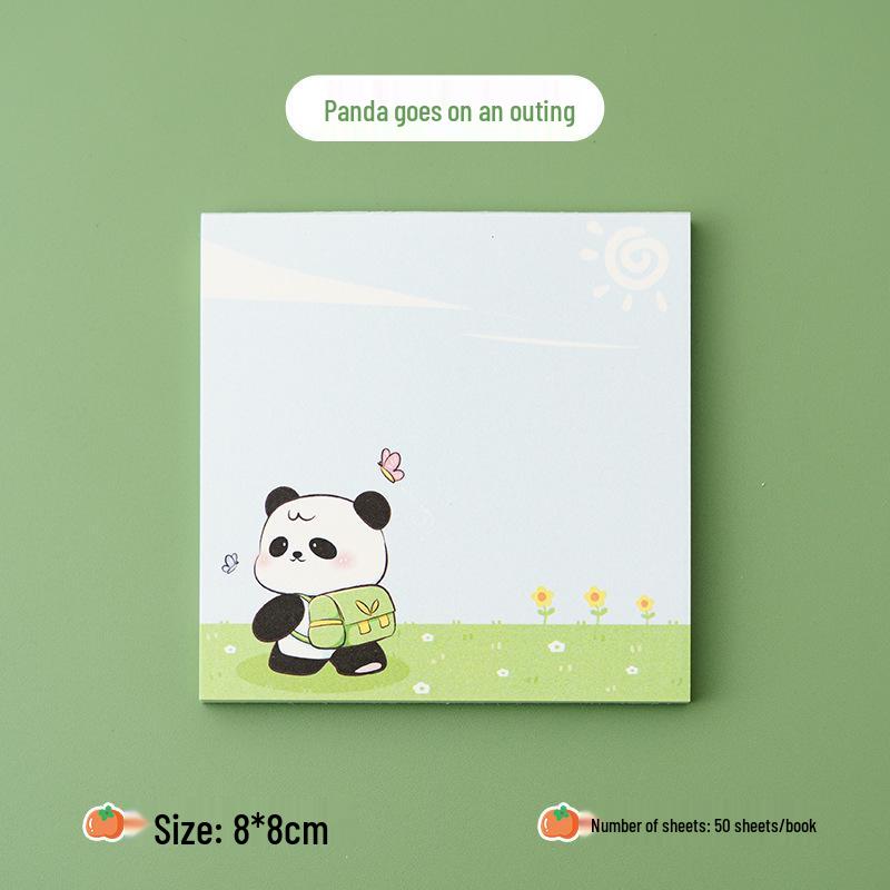 Cartoon Panda Non-Adhesive Sticky Notes - Cute, Portable Memo Pad
