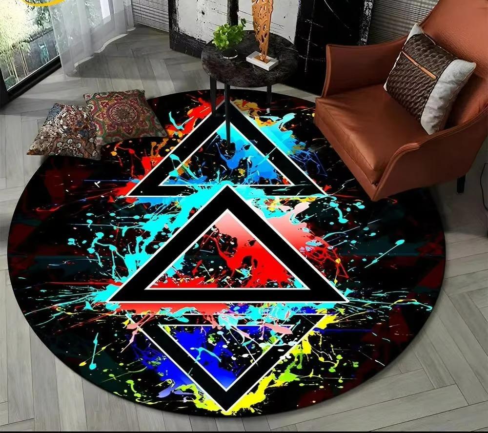 Cartoon Game Controller Round Carpet Non Slip Circle Child Play Mat Washable Rugs for Gamer Bedroom Decor Entrance Doormats