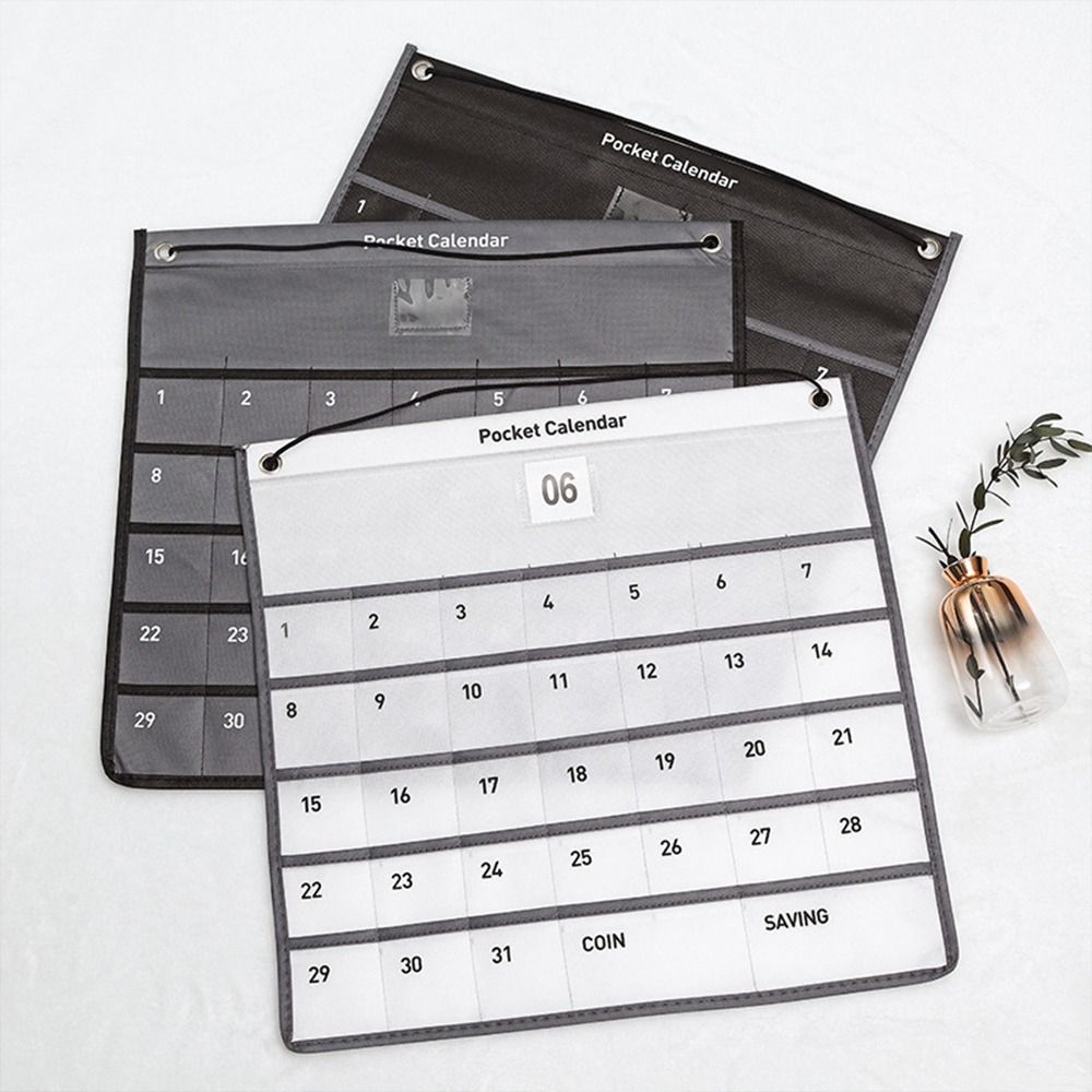 Wall Hanging Monthly Money-saving Calendar Nonwoven Fabric Hanging Bag with Calendar Home Office