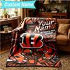1PC Custom Name Blanket Bengals Helmet Flannel blankets Patterns Throw Blanket All-Season Soft Gift for Couch, Bed, Camping, Birthday gifts