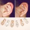 Korean Pearl and Diamond Star Ear Cuffs - U-Shaped Temperamental Stud Earrings