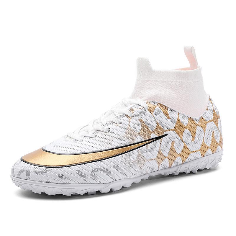 Large Size Football Shoes Men's High Top Teen Students TF Shredded Nails AG Spikes Competition Training Football Shoes