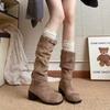 Spring and Autumn Classic Western Boots Women's Coarse Root Long Boots Show Legs Slim and Comfortable Stacking Boots