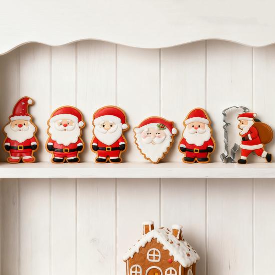 Santa Claus Cookie Cutters Stainless Steel Baking Mold for DIY Christmas Cookies Cakes Non-Stick Holiday Baking Tool