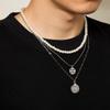 Vintage Goth Imitation-Pearl Coin Pendant Choker Necklace for Men Fashion Statement Punk Snake Chain Grunge Jewelry Steampunk