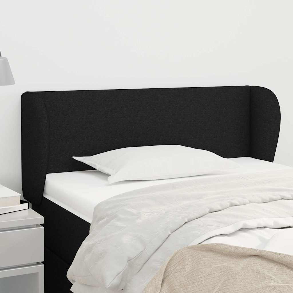 vidaXL Kopfteil mit Ohren Schwarz 103x23x78/88 cm Stoff