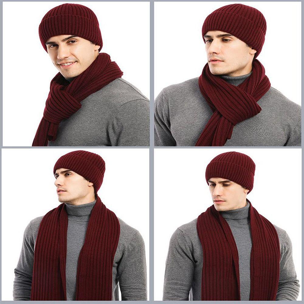 Однотонная вязаная шапка Мягкая зимняя шапка-бини с косами Простые перчатки для сенсорного экрана 3 шт./комплект Подарки