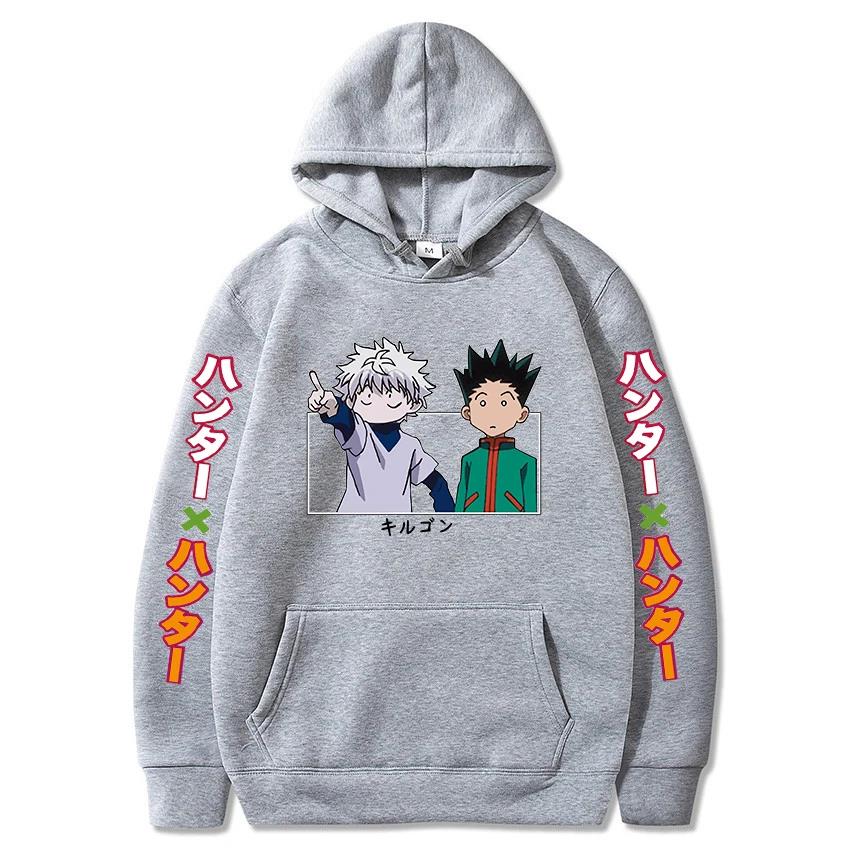 Hunter X Hunter Япония Аниме Мужчины Женщины Толстовки Harajuku Gon Killua Принт Плюс Размер Толстовка Унисекс Осень Зима Уличная одежда