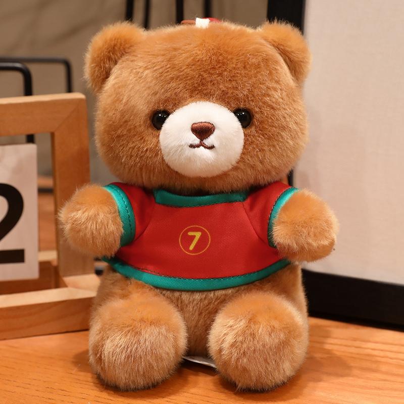 16Cm Football Jersey Bear Plush Pendant Stuffed Dressed Sport Animal Keyring Decor Plushie For Bag Gift
