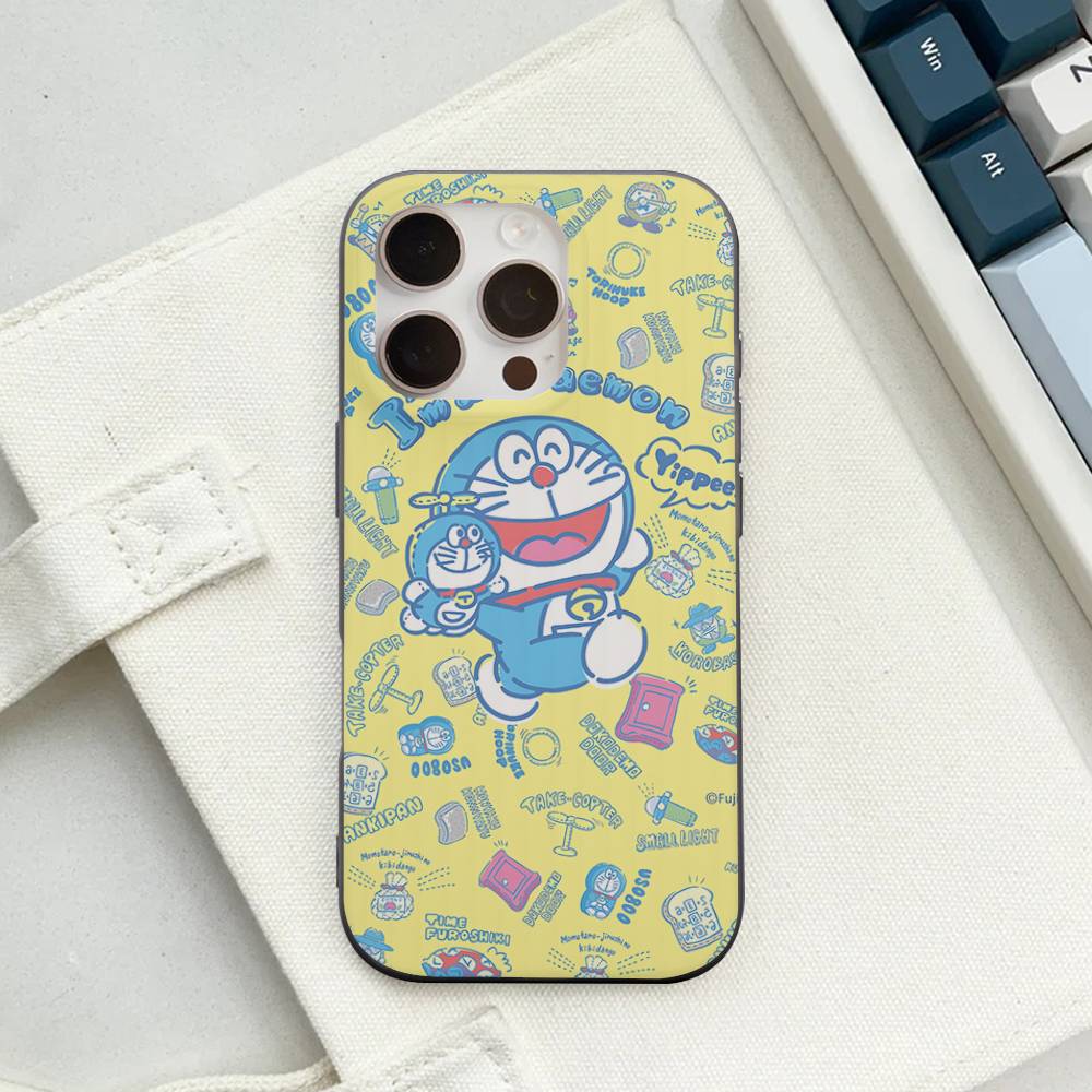 Мультяшный D-Дораэмон с гофрированным узором Для IPhone 17 16 15 14 13 12 11 16 Pro Max Plus Pro Нескользящий чехол для телефона