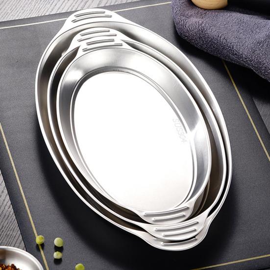 Стальной противень для запекания с ручками Овальная сковорода для жарки рыбы Многофункциональная