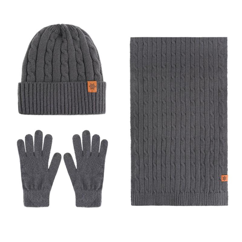 Alpaca Wool Winter Hat Scarf Gloves Set Men Thick Warm Knit Beanie Outdoor Cycling Accessory