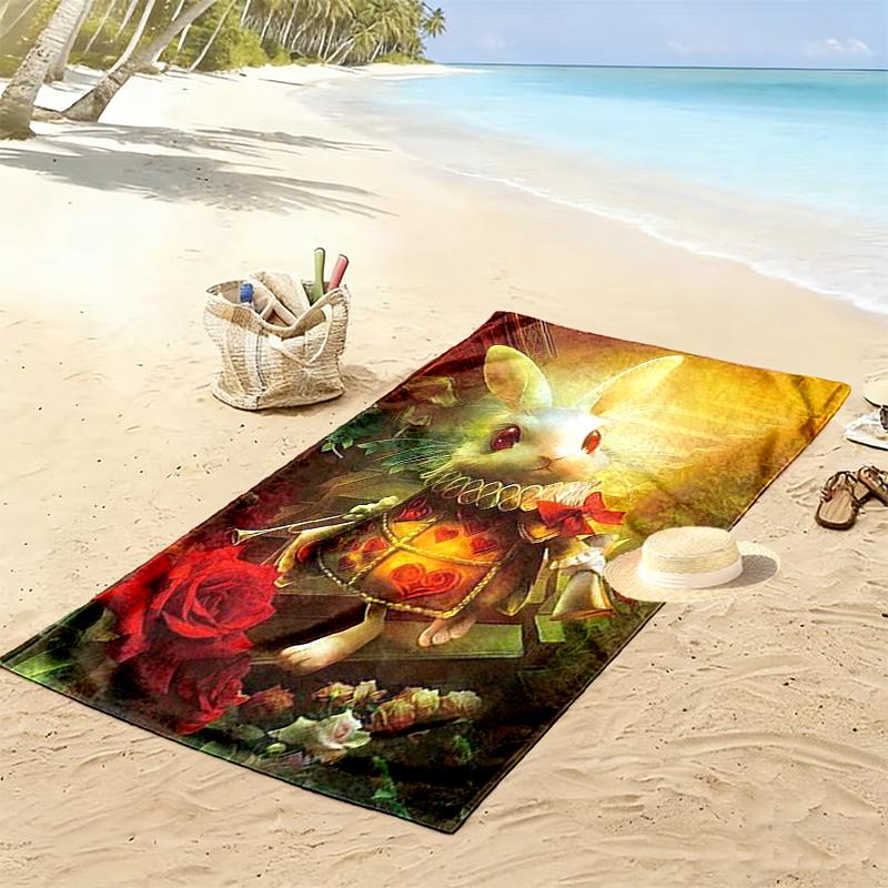 Rabbit's Heart beach towel beach soft seaside quick-drying swim towel Outdoor pool towel printing Outdoor picnic beach mat Comfort Fashion