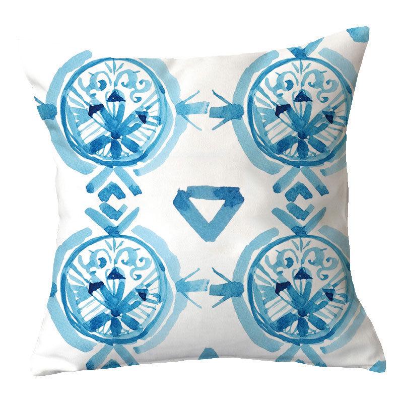 New Outdoor Blue Geometric Plush Pillow Cover Home Fabric Sofa Pillow Cushion Cover Design