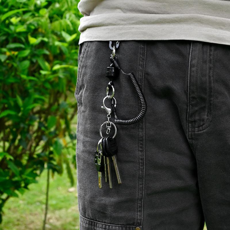 Магнитный держатель для выпуска рыболовной сетки со шнурком Инструмент для нахлыста Сильный магнит Карабин Брелок Эластичный спиральный растягивающийся шнур