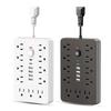 Сетевой фильтр 17-в-1 с 11 розетками, 6 портами USB, защита от перегрузки, ультратонкий