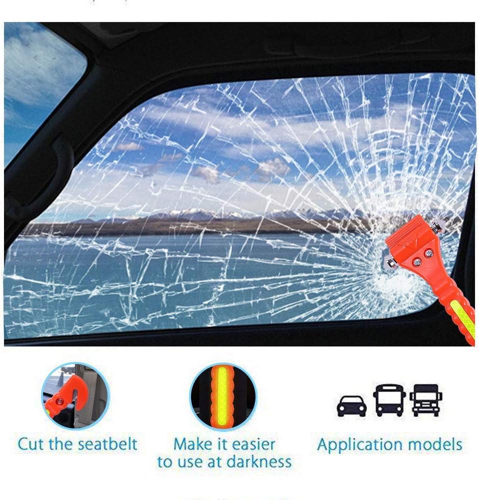 Car Emergency Escape Window Breaker with Reflective Tape and Seat Belt Cutting Hammer, Multifunctional Hammer, Red,Yellow, Pink