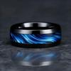 Кольца с инкрустацией из синего абалона для мужчин, 8 мм черные матовые мужские кольца из нержавеющей стали, свадебное украшение в подарок