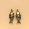Handmade Vintage Koi Fish Keychain Brass Pendant Mini Desktop Ornament Lucky Charm for Travel Bag Decor