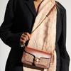 Coach Tabby 20 Classic Monogram Print Metal C Logo Chain Shoulder Bag With Snap Closure Women Shoulder Bag Brown Rust CE774-B4NQ4
