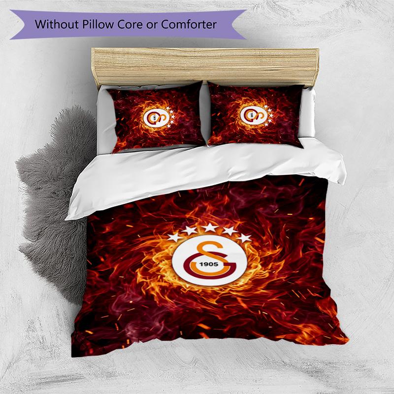 Galatasaray FC Printed 3PCS Bedding Set Breathable Duvet Cover with Pillowcases Decorative Bed Linen for Bedroom Home