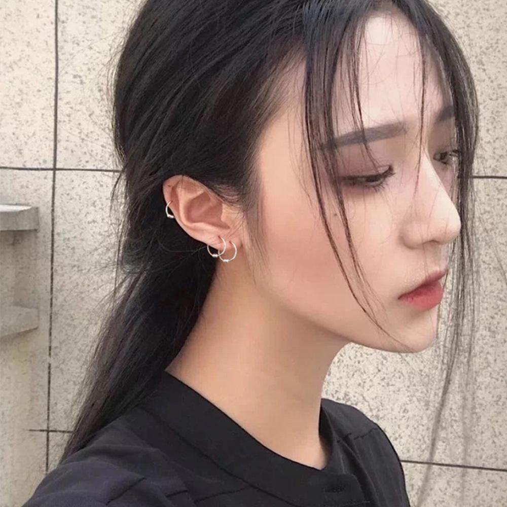 Women S925 Silver Men Temperament Unisex Hoop Earrings Circle Earring Ear Bone Ring Fashion Jewelry