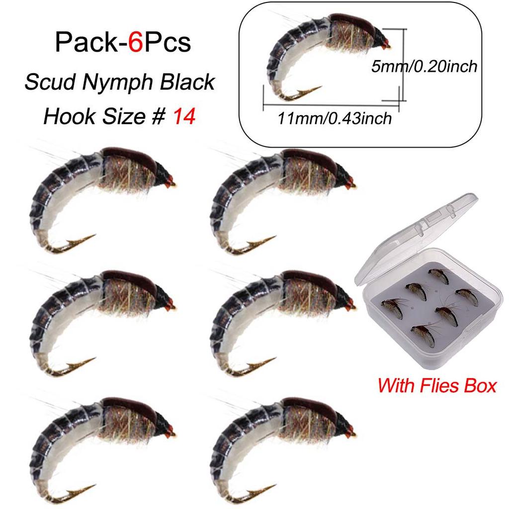Fishing Lures - 6/9Pcs/Box Realistic Nymph Scud Fly for Trout Fishing Fly Tying Artificial Bait Lure