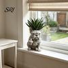 Bulldog Face Planter Funny Pot Novelty Middle Finger Dog Flower Cute Animal Garden Statue for Outdoor Indoor Office Desk Decor Patio Plant