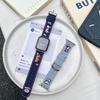 Embroidered Denim Leather Watch Strap For Apple Watch Band 49mm 42mm 46mm 45mm 44mm 41mm 40mm Girl Band For Iwatch 10 9 8 7 SE 6 5 4 3 Ultra Ultra2