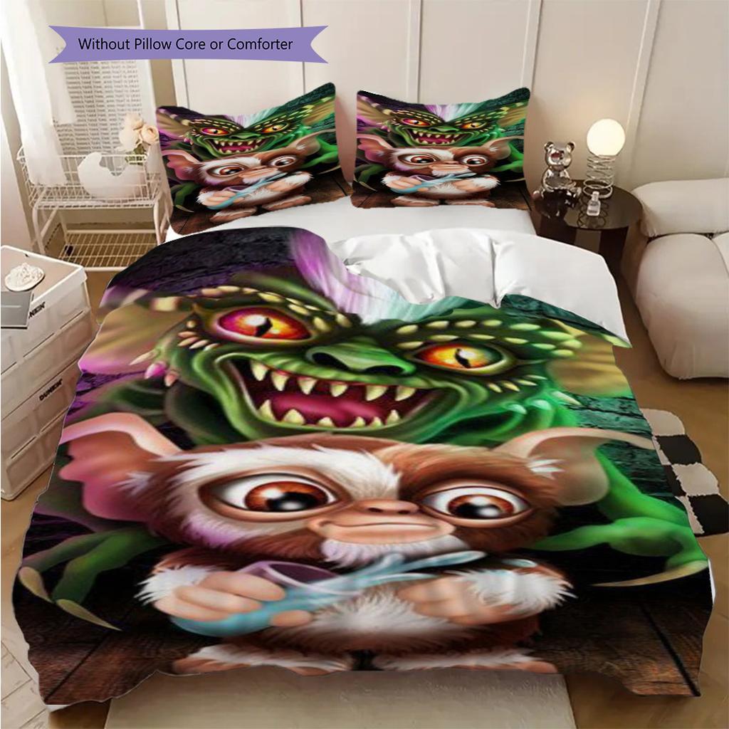 Gizmos Gremlin Rules Light Water Food Three-piece set (1 * duvet cover + 2 * pillowcase, without core) 2D Flat Bedding set Christmas birthday gift