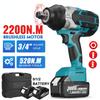 3/4"" 2200N.M High Torque Brushless Electric Impact Wrench Screwdriver Cordless Wrench Power Tools for 18V Battery