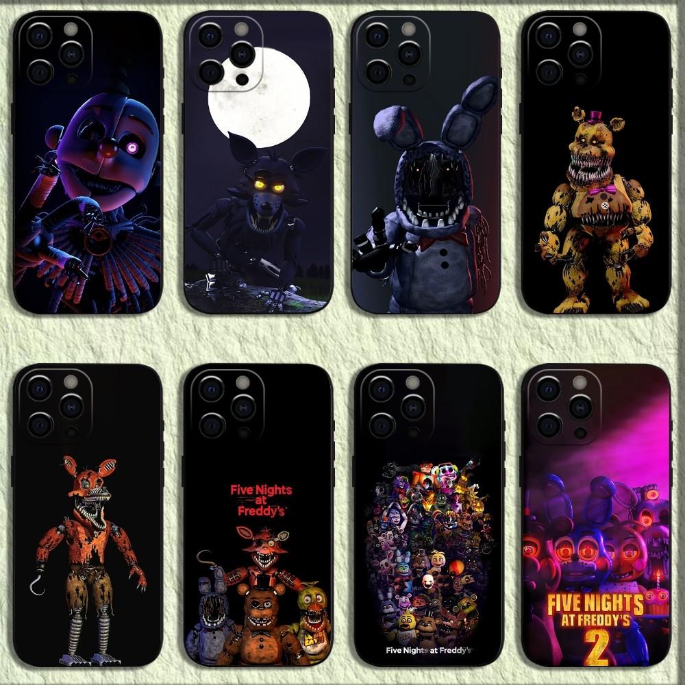 Чехол для телефона Five-Nights-At-Freddys F-Fnaf для iPhone 16,15,14,13,12,11,Pro,X,XS,Max,XR,Plus,Mini Мягкий Черный Чехол