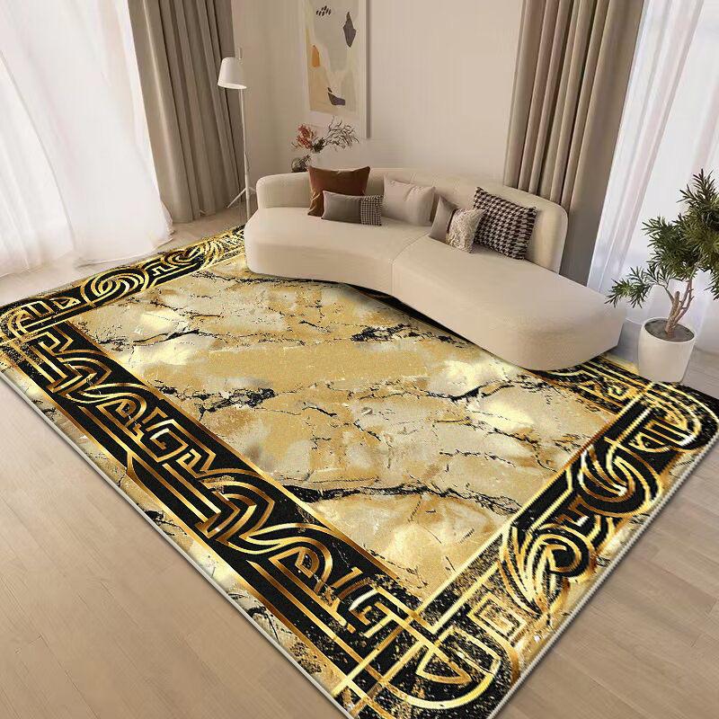 Large Area Golden Rugs for Living Room Nordic Style Decoration Sofa Area Carpet Home Bedroom Decor Cloakroom Floor Mat Non-slip