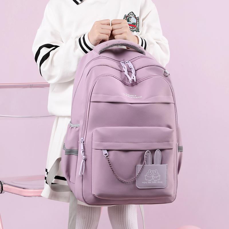 Студенческая школьная сумка, однотонный рюкзак для девочек, большой емкости