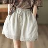 Женские модные повседневные полые вязаные крючком прямые шорты из хлопка и льна в стиле ретро