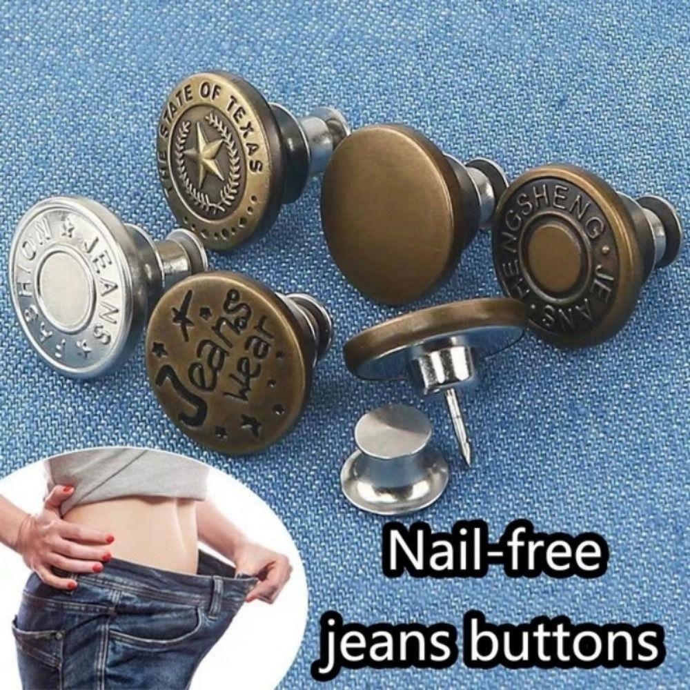 10Pcs/pack With Screwdriver Jeans Buttons Nail Free Waist Buckle Waist Extenders Button Jeans