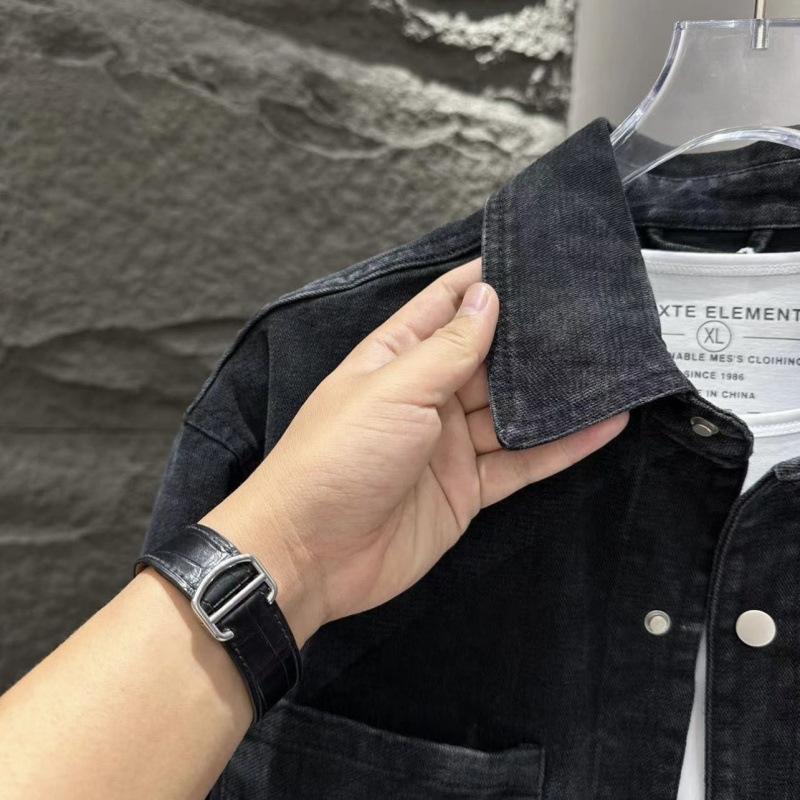 Джинсовая куртка мужская универсальная приталенная осенняя куртка повседневная трендовая лацкан