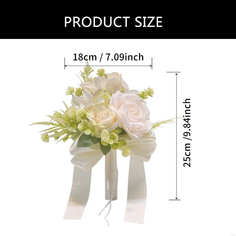 92MF Bridal Bouquets Artificial Rose Flower for Wedding Ceremony Photography