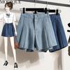 MODIQUE Women's Denim Shorts Summer Plus Size New Loose Casual Solid Color A-Line Denim Short Pant Female High Waisted Hotsweet Wide Leg Pants