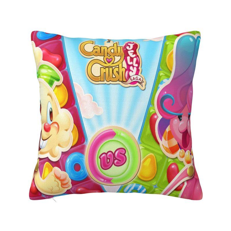 Custom Video Game Candy Crush Saga Cushion Cover Colorful Velvet Cute Pillow Case Home Decor