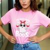 Хэллоуин BOO бокал для красного вина мультяшный принт короткий рукав круглый вырез универсальный модный женская футболка для весны и лета